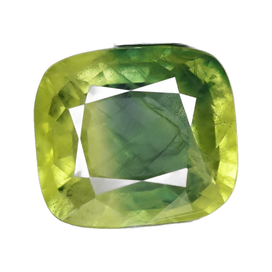 3.92 ct Cushion Sapphire from Africa, Bi Colour Blue & yellowish Green