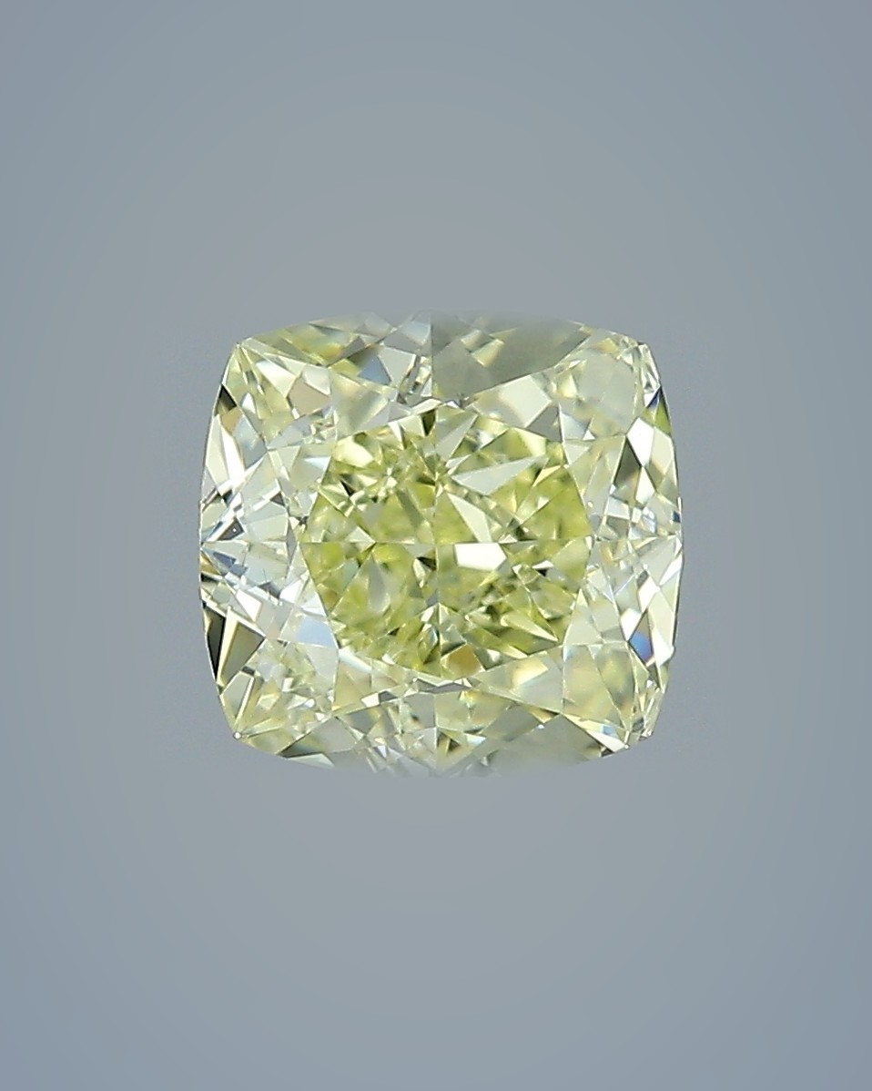 1.62 ct Cushion Fancy Colour Diamond, VVS1, Fancy Intense Yellow