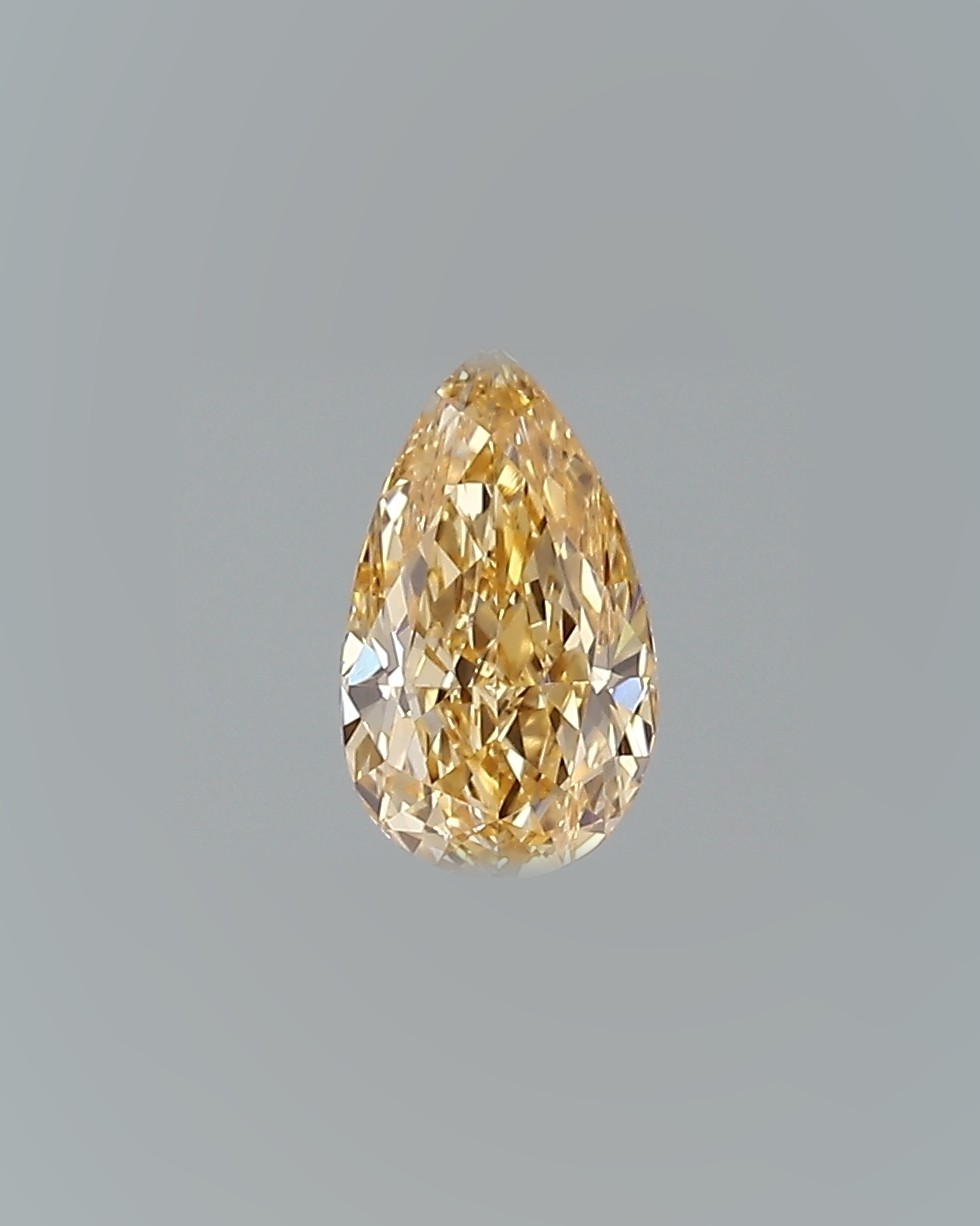 0.50 ct Pear Fancy Colour Diamond, SI1, Fancy Intense Yellowish Orange