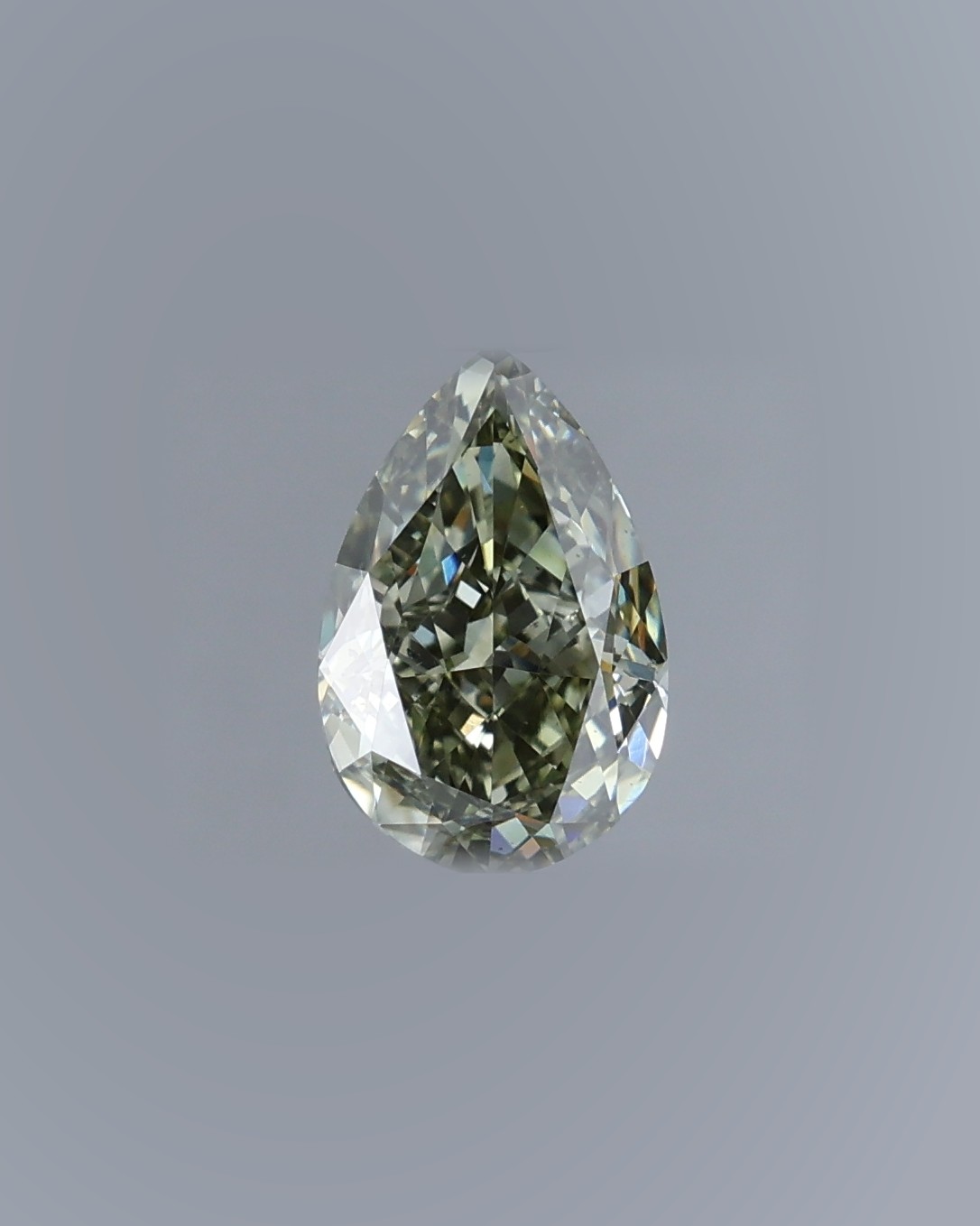 1.06 ct Pear Fancy Colour Diamond, SI1, Fancy Dark Gray-Yellowish Green